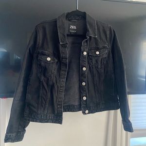 Black Zara Demin Jacket - Size Large